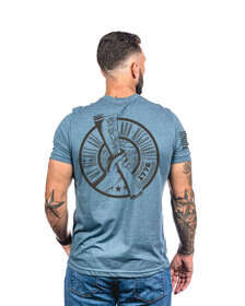 Nine Line Non-Negotiable Heather Short Sleeve T-Shirt in Slate with graphic on back